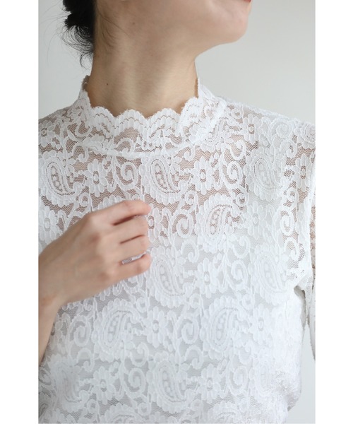 cawaii(カワイイ)の「Tシャツ卒業宣言5分袖シアーレースインナー トップス ハイネック(Tシャツ/カットソー・レディース・ホワイト/ブラック・S~M/L~LL/3L~4L)」の11枚目の写真