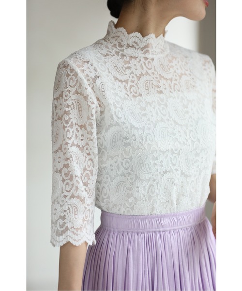 cawaii(カワイイ)の「Tシャツ卒業宣言5分袖シアーレースインナー トップス ハイネック(Tシャツ/カットソー・レディース・ホワイト/ブラック・S~M/L~LL/3L~4L)」の13枚目の写真