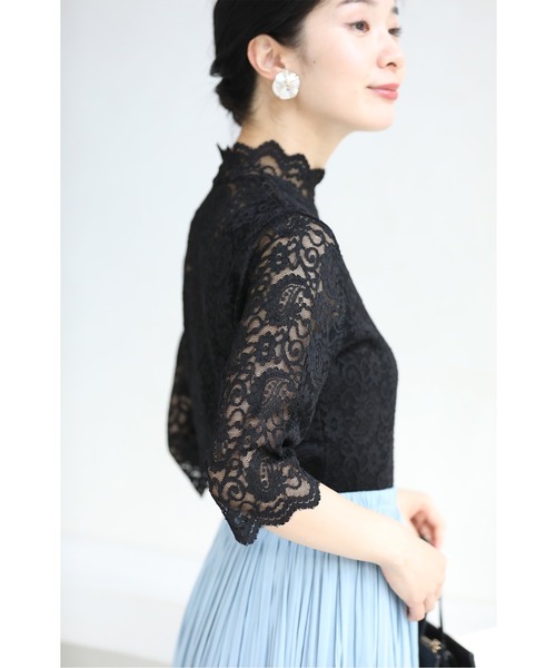 cawaii(カワイイ)の「Tシャツ卒業宣言5分袖シアーレースインナー トップス ハイネック(Tシャツ/カットソー・レディース・ホワイト/ブラック・S~M/L~LL/3L~4L)」の16枚目の写真