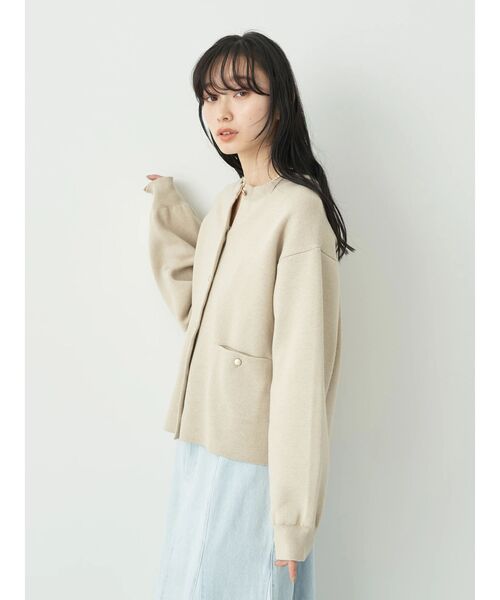 earth music&ecology（アースミュージックアンドエコロジー）の「ミラノリブカーディガン（カーディガン/ボレロ・レディース・オフホワイト/ネイビー/ベージュ/ミント・FREE）」の15枚目の写真