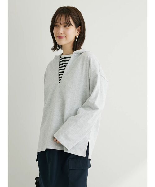 Green　Parks（グリーンパークス）の「・Double　Flags　10ozスキッパーフーディ（Tシャツ/カットソー・レディース・グリーン/モカ/サックスブルー/杢グレー・FREE）」の10枚目の写真