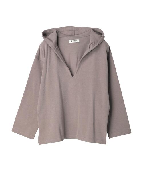 Green　Parks（グリーンパークス）の「・Double　Flags　10ozスキッパーフーディ（Tシャツ/カットソー・レディース・グリーン/モカ/サックスブルー/杢グレー・FREE）」の2枚目の写真