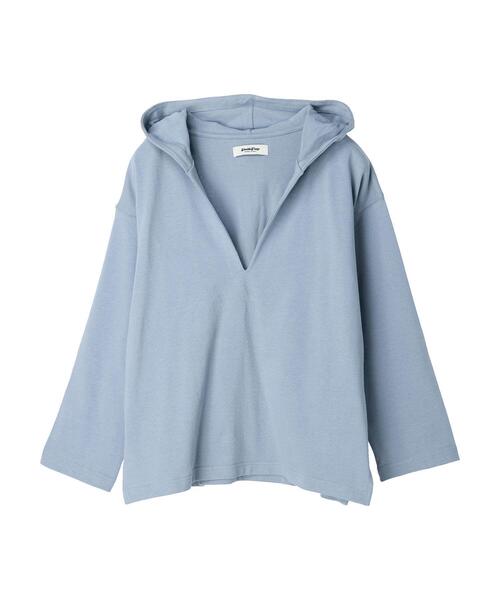 Green　Parks（グリーンパークス）の「・Double　Flags　10ozスキッパーフーディ（Tシャツ/カットソー・レディース・グリーン/モカ/サックスブルー/杢グレー・FREE）」の5枚目の写真