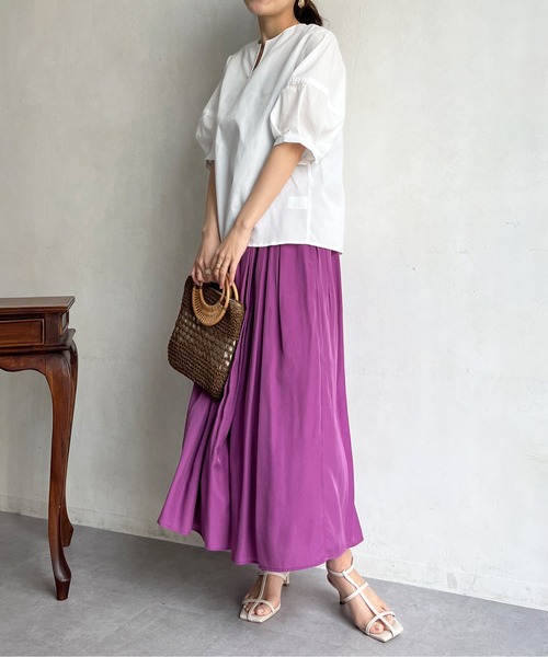 Chez toi(シェトワ)の「サテンカシュクールギャザーパンツ(その他パンツ・レディース・ブラック/ピンク/グレイッシュベージュ・FREE)」の7枚目の写真