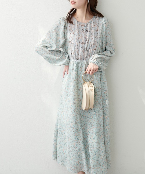 natural couture（ナチュラルクチュール）の「配色テープ使いオリエンタル柄ワンピース（ワンピース・レディース・ブルー/アイボリー/ブラック/グレイッシュベージュ・FREE）」の14枚目の写真