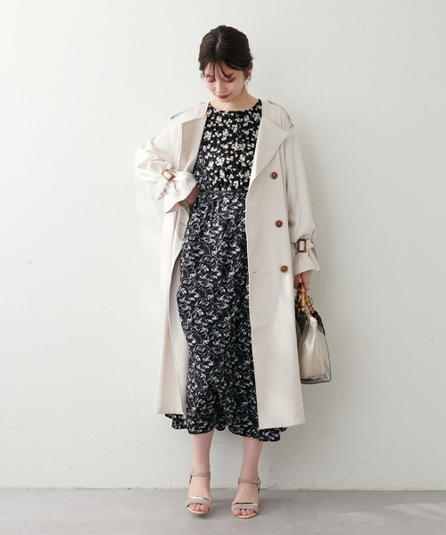 natural couture（ナチュラルクチュール）の「配色テープ使いオリエンタル柄ワンピース（ワンピース・レディース・ブルー/アイボリー/ブラック/グレイッシュベージュ・FREE）」の22枚目の写真