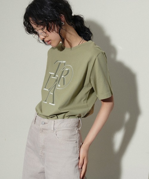 LARUTA(ラルータ)の「【LARUTA】厚盛ロゴ刺繍T(Tシャツ/カットソー・レディース・チャコールグレー/ベージュ/オフホワイト/カーキ・FREE)」の4枚目の写真