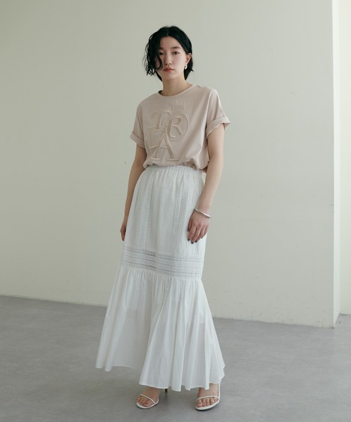 LARUTA(ラルータ)の「【LARUTA】厚盛ロゴ刺繍T(Tシャツ/カットソー・レディース・チャコールグレー/ベージュ/オフホワイト/カーキ・FREE)」の22枚目の写真