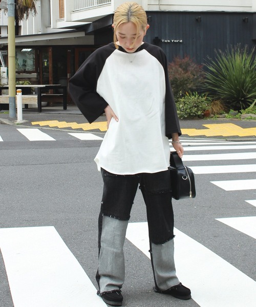 SCREEN STARS(スクリーンスターズ)の「【ZOZO限定】オーバーサイズラグランTシャツ(Tシャツ/カットソー・レディース・ネイビー/グリーン/ブラック・M/L)」の12枚目の写真