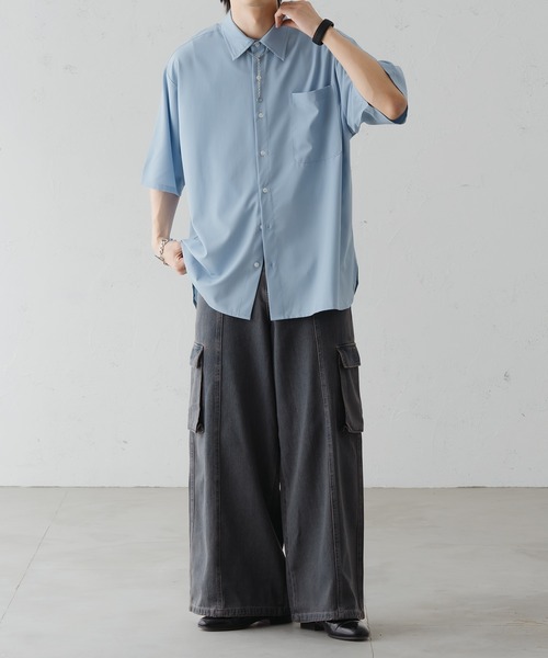 epnok（エプノック）の「バギーワイドフレアカーゴデニム（デニムパンツ・メンズ・グレイッシュブルー/ブラック/ライトブルー/インディゴブルー・SMALL/MEDIUM/LARGE）」の15枚目の写真