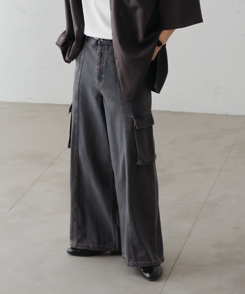 epnok（エプノック）の「バギーワイドフレアカーゴデニム（デニムパンツ・メンズ・グレイッシュブルー/ブラック/ライトブルー/インディゴブルー・SMALL/MEDIUM/LARGE）」の6枚目の写真