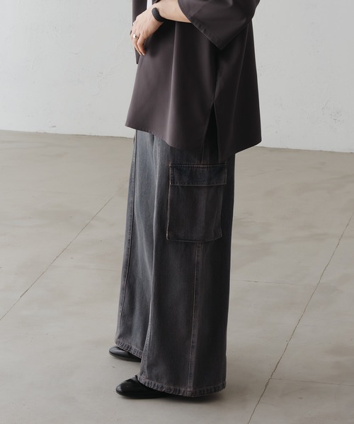 epnok（エプノック）の「バギーワイドフレアカーゴデニム（デニムパンツ・メンズ・グレイッシュブルー/ブラック/ライトブルー/インディゴブルー・SMALL/MEDIUM/LARGE）」の7枚目の写真