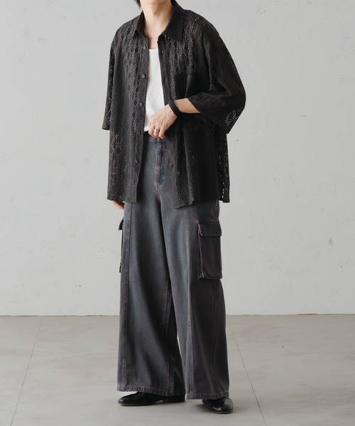 epnok（エプノック）の「バギーワイドフレアカーゴデニム（デニムパンツ・メンズ・グレイッシュブルー/ブラック/ライトブルー/インディゴブルー・SMALL/MEDIUM/LARGE）」の9枚目の写真