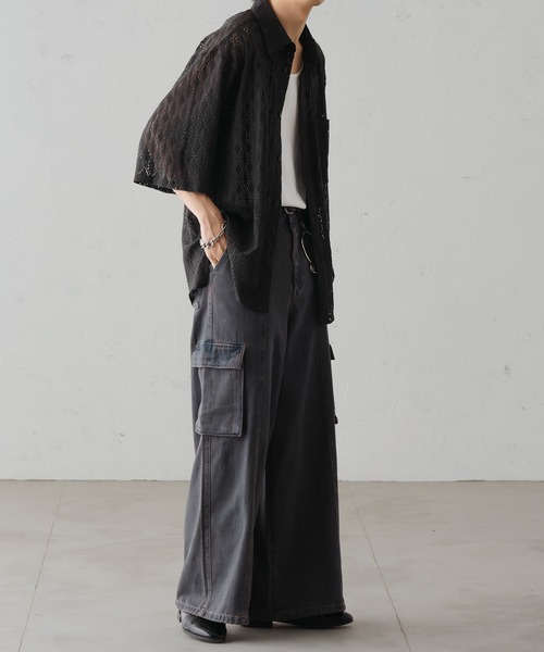 epnok（エプノック）の「バギーワイドフレアカーゴデニム（デニムパンツ・メンズ・グレイッシュブルー/ブラック/ライトブルー/インディゴブルー・SMALL/MEDIUM/LARGE）」の11枚目の写真