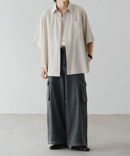 epnok（エプノック）の「バギーワイドフレアカーゴデニム（デニムパンツ・メンズ・グレイッシュブルー/ブラック/ライトブルー/インディゴブルー・SMALL/MEDIUM/LARGE）」の14枚目の写真