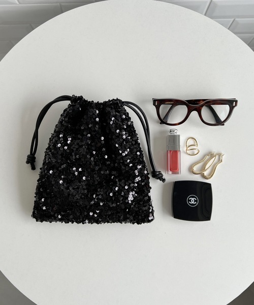 MYMOOD.（マイムード）の「2WAYスパンコール巾着ミニショルダー（ショルダーバッグ・レディース・シルバー/ブラック・FREE）」の8枚目の写真