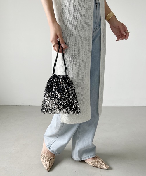 MYMOOD.（マイムード）の「2WAYスパンコール巾着ミニショルダー（ショルダーバッグ・レディース・シルバー/ブラック・FREE）」の20枚目の写真