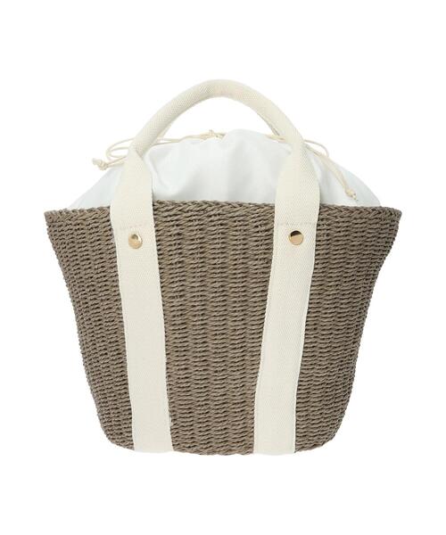 Te chichi(テチチ)の「テープハンドルペーパートートバッグ(ハンドバッグ・レディース・キャメル/ホワイト/グレー・フリ-)」の6枚目の写真