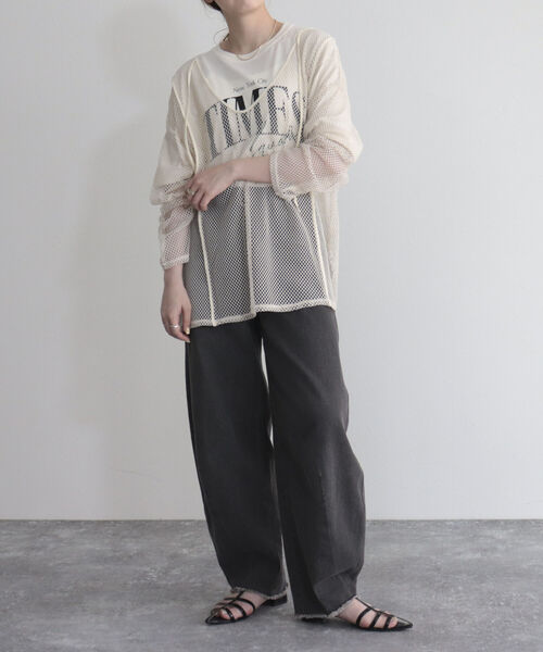 fredy emue（フレディエミュ）の「【fredyemueフレディエミュ】2WAYメッシュプルオーバー（Tシャツ/カットソー・レディース・ラベンダー/アイボリー/チャコールグレー・38）」の5枚目の写真