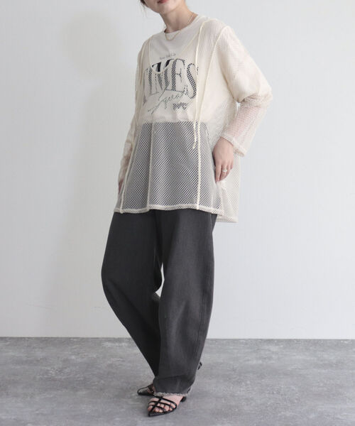 fredy emue（フレディエミュ）の「【fredyemueフレディエミュ】2WAYメッシュプルオーバー（Tシャツ/カットソー・レディース・ラベンダー/アイボリー/チャコールグレー・38）」の6枚目の写真