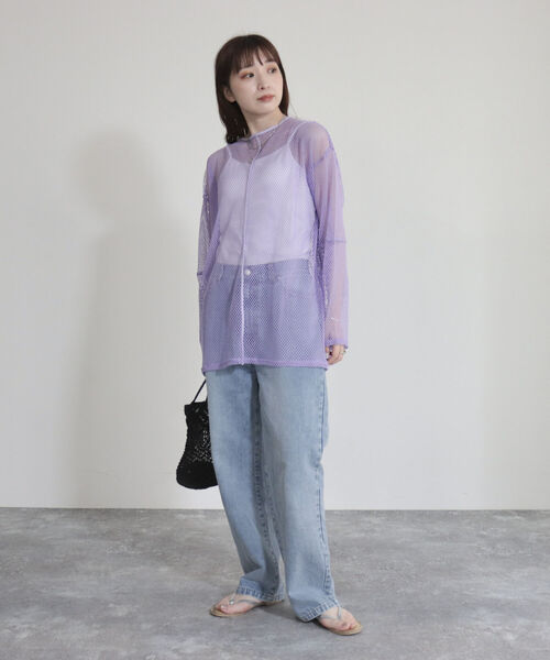 fredy emue（フレディエミュ）の「【fredyemueフレディエミュ】2WAYメッシュプルオーバー（Tシャツ/カットソー・レディース・ラベンダー/アイボリー/チャコールグレー・38）」の12枚目の写真