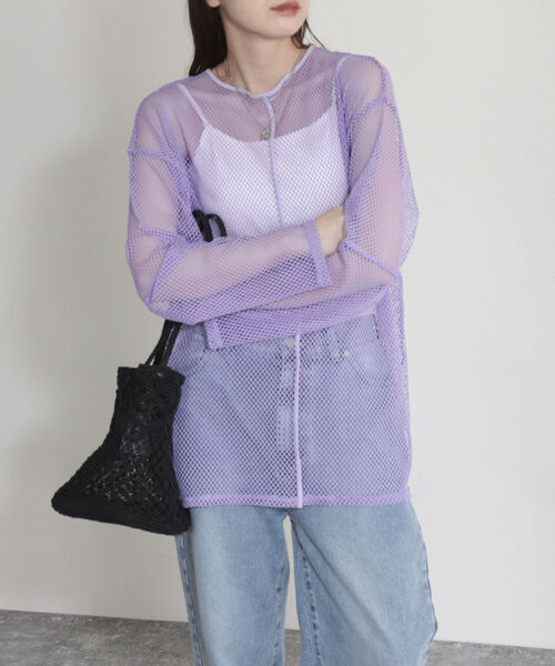 fredy emue（フレディエミュ）の「【fredyemueフレディエミュ】2WAYメッシュプルオーバー（Tシャツ/カットソー・レディース・ラベンダー/アイボリー/チャコールグレー・38）」の18枚目の写真