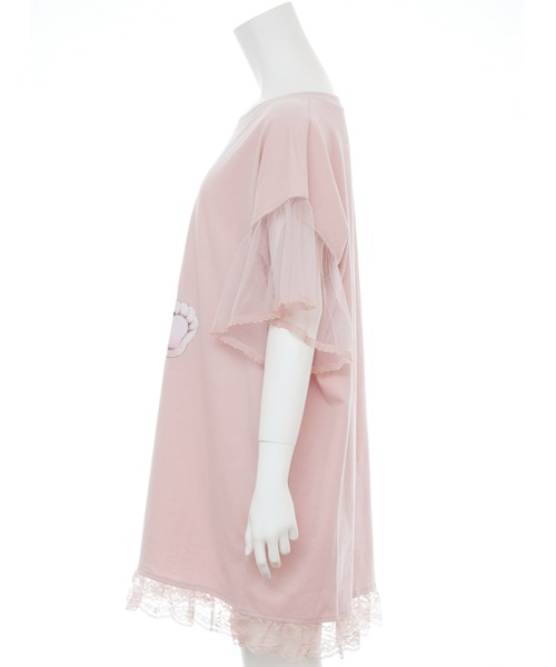 Secret Honey(シークレットハニー)の「チュール袖うさぎプリントTシャツ(Tシャツ/カットソー・レディース・ピンク/キナリ/ブラック/ライトピンク/オフホワイト/ブラック系その他・FREE)」の14枚目の写真