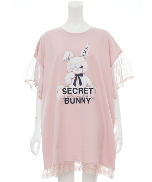 Secret Honey(シークレットハニー)の「チュール袖うさぎプリントTシャツ(Tシャツ/カットソー・レディース・ピンク/キナリ/ブラック/ライトピンク/オフホワイト/ブラック系その他・FREE)」の15枚目の写真