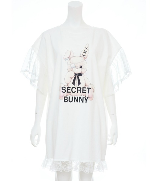 Secret Honey(シークレットハニー)の「チュール袖うさぎプリントTシャツ(Tシャツ/カットソー・レディース・ピンク/キナリ/ブラック/ライトピンク/オフホワイト/ブラック系その他・FREE)」の17枚目の写真