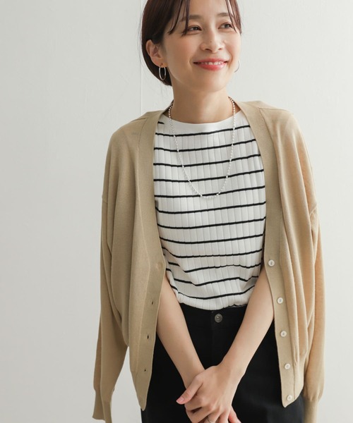 URBAN RESEARCH DOORS(アーバンリサーチドアーズ)の「ウォッシャブルニットVネックカーディガン(カーディガン/ボレロ・レディース・ベージュ/ブラック・MEDIUM)」の21枚目の写真
