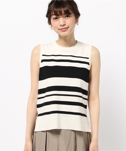 DISCOAT（ディスコート）の「【Discoat】ランダムボーダーノースリニット（ニット/セーター・レディース・キャメル/オフホワイト/ネイビー・LARGE/MEDIUM）」の7枚目の写真