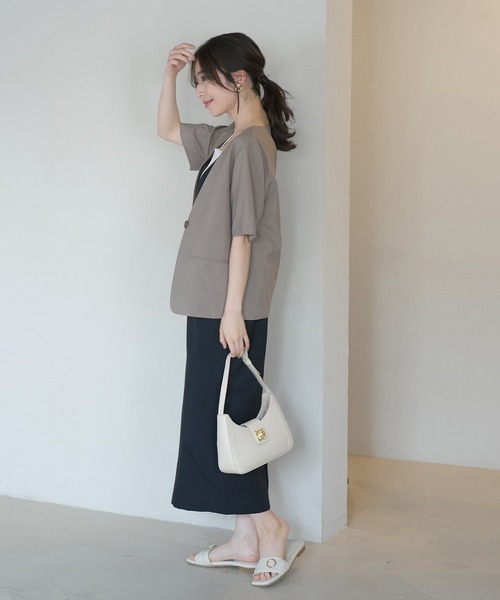 VIS（ビス）の「【防シワ】パウダリーツイルIラインジャンパースカート（ジャンパースカート・レディース・ブラック/チャコールグレー・FREE）」の21枚目の写真