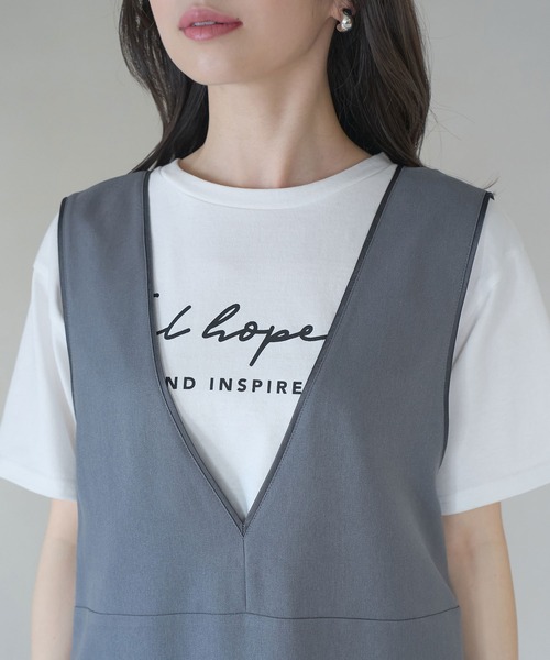 VIS（ビス）の「【防シワ】パウダリーツイルIラインジャンパースカート（ジャンパースカート・レディース・ブラック/チャコールグレー・FREE）」の20枚目の写真