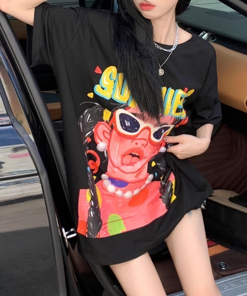 Riff(リフ)の「オーバーサイズプリントT(Tシャツ/カットソー・レディース・ブラック/モカ・FREE)」の21枚目の写真