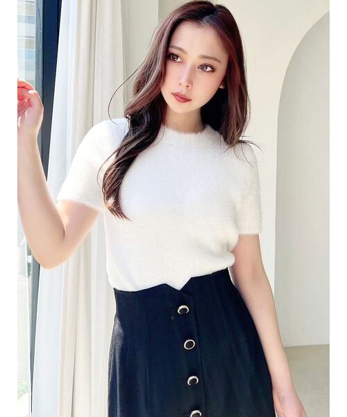 RESEXXY（リゼクシー）の「ミニシャギーニットトップス（ニット/セーター・レディース・ブルー/ホワイト/ブラック・FREE）」の16枚目の写真