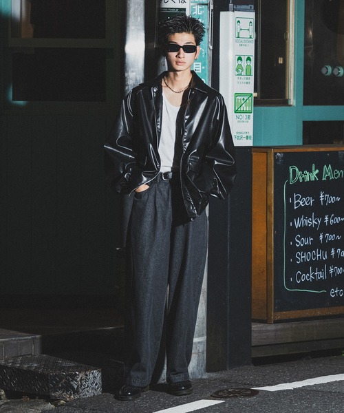 kutir（クティール）の「ビッグシルエットジャケット（ブルゾン・メンズ・ブラック/ダークブラウン・MEDIUM/LARGE/SMALL）」の3枚目の写真