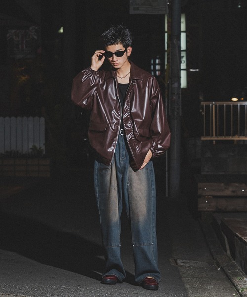 kutir（クティール）の「ビッグシルエットジャケット（ブルゾン・メンズ・ブラック/ダークブラウン・MEDIUM/LARGE/SMALL）」の21枚目の写真