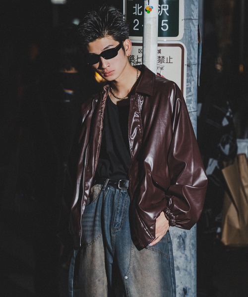 kutir（クティール）の「ビッグシルエットジャケット（ブルゾン・メンズ・ブラック/ダークブラウン・MEDIUM/LARGE/SMALL）」の13枚目の写真