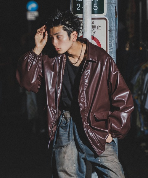 kutir（クティール）の「ビッグシルエットジャケット（ブルゾン・メンズ・ブラック/ダークブラウン・MEDIUM/LARGE/SMALL）」の15枚目の写真