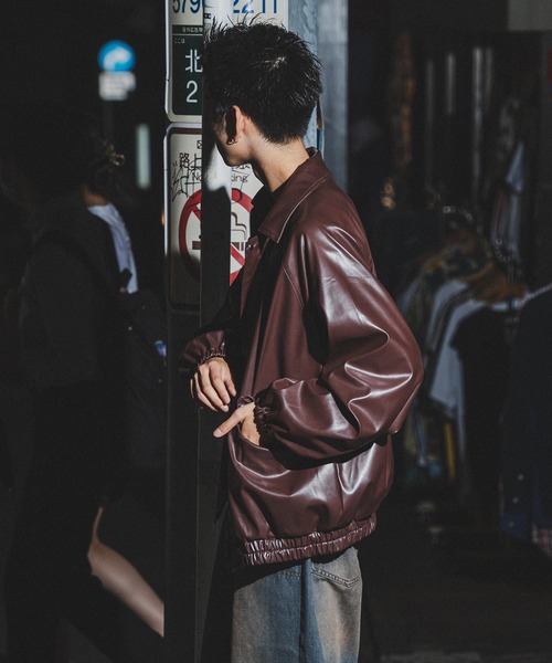 kutir（クティール）の「ビッグシルエットジャケット（ブルゾン・メンズ・ブラック/ダークブラウン・MEDIUM/LARGE/SMALL）」の16枚目の写真