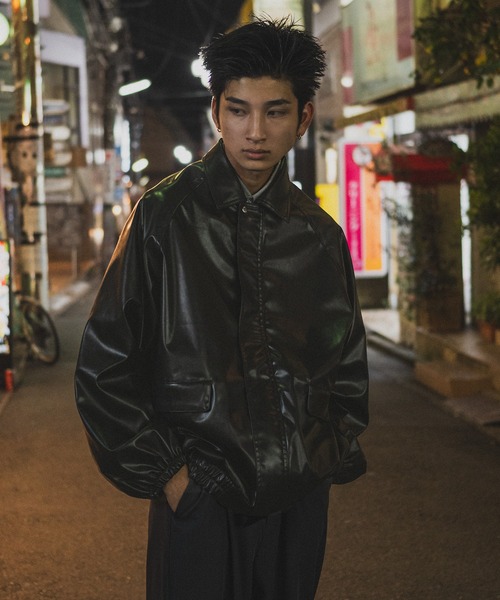 kutir（クティール）の「ビッグシルエットジャケット（ブルゾン・メンズ・ブラック/ダークブラウン・MEDIUM/LARGE/SMALL）」の8枚目の写真