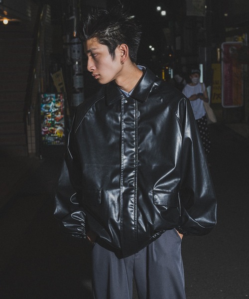 kutir（クティール）の「ビッグシルエットジャケット（ブルゾン・メンズ・ブラック/ダークブラウン・MEDIUM/LARGE/SMALL）」の6枚目の写真