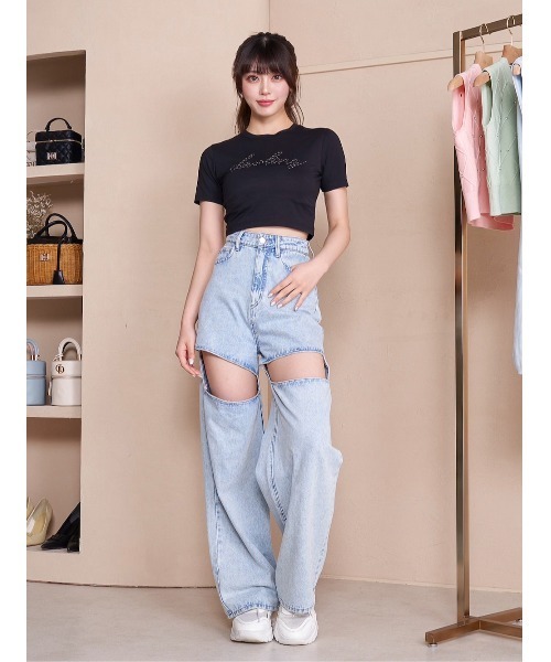 Darich（ダーリッチ）の「ロープグラフィックショートTシャツ（Tシャツ/カットソー・レディース・ホワイト/サックスブルー/ブラック・FREE）」の7枚目の写真