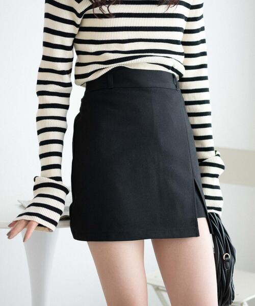 WEGO（ウィゴー）の「WEGO/スリットレイヤードスカパン（スカート・レディース・ライトブラウン/ブラック・FREE）」の8枚目の写真