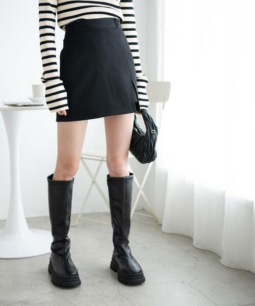 WEGO（ウィゴー）の「WEGO/スリットレイヤードスカパン（スカート・レディース・ライトブラウン/ブラック・FREE）」の9枚目の写真