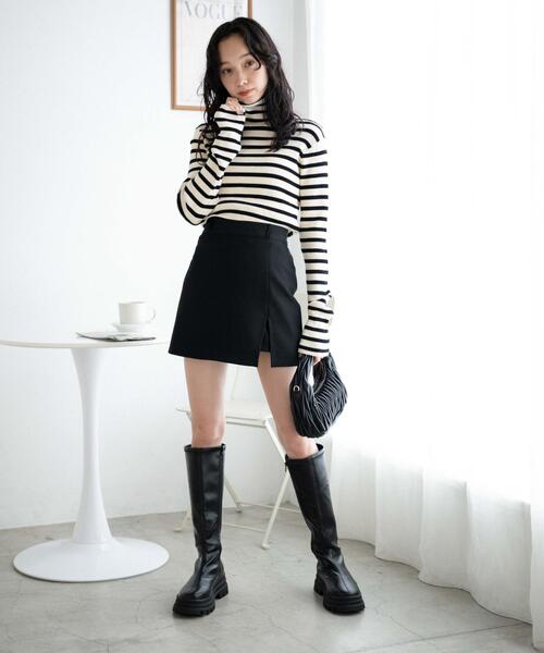 WEGO（ウィゴー）の「WEGO/スリットレイヤードスカパン（スカート・レディース・ライトブラウン/ブラック・FREE）」の12枚目の写真