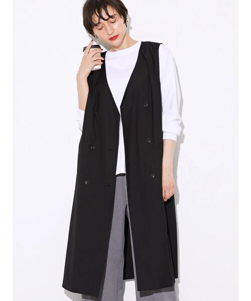 AMERICAN HOLIC(アメリカンホリック)の「Wボタンロングジレ1(ベスト・レディース・杢グレー/ブラック・FREE)」の4枚目の写真