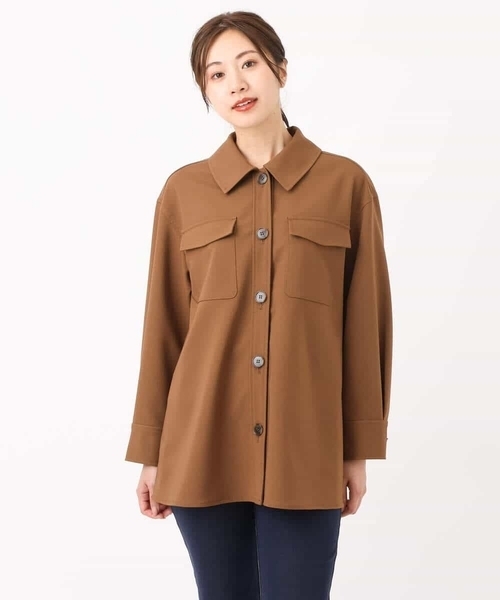MK MICHEL KLEIN(エムケーミッシェルクラン)の「ツイル地シャツジャケット/洗える(その他アウター・レディース・ベージュ/ブラウン・38)」の3枚目の写真