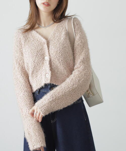 FREE'S MART（フリーズマート）の「◆［ＷＥＢ限定］ポップコーンフェザー前後２ＷＡＹカーディガン（カーディガン/ボレロ・レディース・ピンク/ホワイト/ブルー/イエロー/ベージュ・FREE）」の8枚目の写真