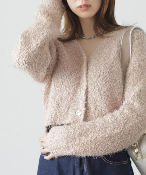 FREE'S MART（フリーズマート）の「◆［ＷＥＢ限定］ポップコーンフェザー前後２ＷＡＹカーディガン（カーディガン/ボレロ・レディース・ピンク/ホワイト/ブルー/イエロー/ベージュ・FREE）」の9枚目の写真